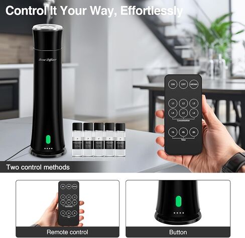 Hotel Scent Diffuser Starter Kit - 1500 Sq Ft Coverage, Premium Plastic Essential Oil Diffuser, Waterless Diffuser for Home, Hotel, Office, 5 Scent Essential Oils Included, Large Room, Black, 11In in Saudi Arabia