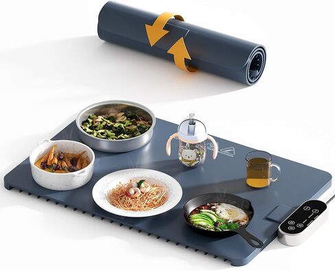 Food Warming Mat, Silicone Full Surface Heating Warming Mat for Food with 6 Temperature Settings, Timer and Child Lock, Electric Roll Up Food Warmers Tray for Parties Buffet,Home and Commercial Use. in Saudi Arabia