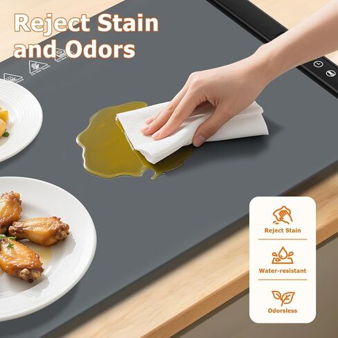 Warming Mat for Food, Portable Food Warming Mat For Countertop, Full Surface Electric Warming Tray with Safety Lock, 4 Temp Levels & 6-Hour Timer for for Parties, Buffets & Home Use (Grey) in Saudi Arabia