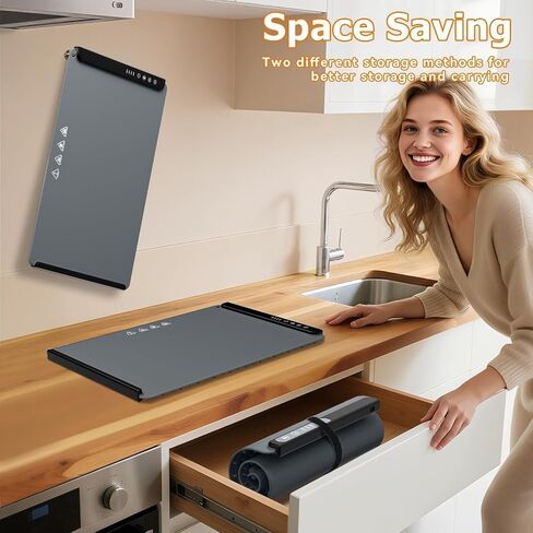 Warming Mat for Food, Portable Food Warming Mat For Countertop, Full Surface Electric Warming Tray with Safety Lock, 4 Temp Levels & 6-Hour Timer for for Parties, Buffets & Home Use (Grey) in Saudi Arabia