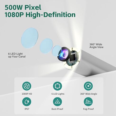 إزالة شمع الأذن مع مجموعة أذن مكونة من 8 قطع - منظف قناة الأذن بكاميرا 1080 بكسل - طقم تنظيف الأذن مع 6 مجارف للأذن - منظف شمع الأذن مع أداة التقاط الأذن بالكاميرا لنظامي التشغيل iOS وAndroid in Kuwait