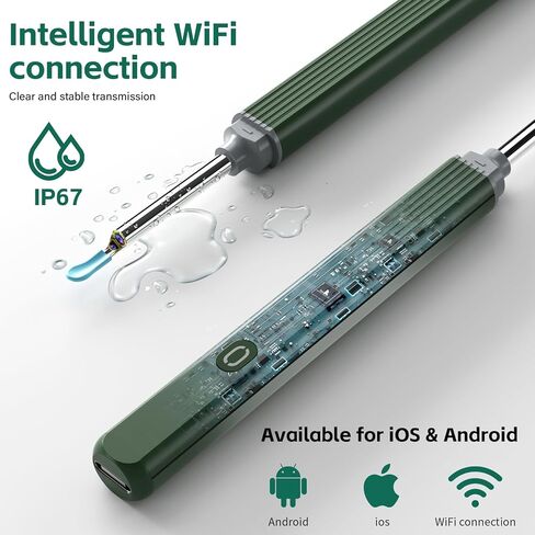 إزالة شمع الأذن مع مجموعة أذن مكونة من 8 قطع - منظف قناة الأذن بكاميرا 1080 بكسل - طقم تنظيف الأذن مع 6 مجارف للأذن - منظف شمع الأذن مع أداة التقاط الأذن بالكاميرا لنظامي التشغيل iOS وAndroid in Kuwait