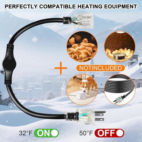 وحدة تحكم بكابل حرارة خارجي 120 فولت، ترموستات تشغيل/إيقاف تلقائي مقاوم للعوامل الجوية، معايير أمان من الدرجة الصناعية، موفرة للطاقة، 18 بوصة تناسب المنافذ الخارجية in Kuwait