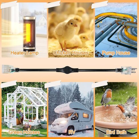 وحدة تحكم بكابل حرارة خارجي 120 فولت، ترموستات تشغيل/إيقاف تلقائي مقاوم للعوامل الجوية، معايير أمان من الدرجة الصناعية، موفرة للطاقة، 18 بوصة تناسب المنافذ الخارجية in Kuwait