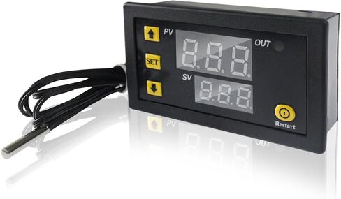 Digital Temperature, Dual-Color LED Display, 0.1℃ Precision, Waterproof NTC Probe, Mini Controller Thermostat Sensor DC 12V for Automotive, RV, Greenhouse, Home Brewing in Kuwait