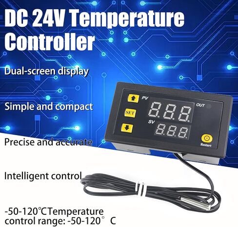 Digital Temperature, Dual-Color LED Display, 0.1℃ Precision, Waterproof NTC Probe, Mini Controller Thermostat Sensor DC 12V for Automotive, RV, Greenhouse, Home Brewing in Kuwait
