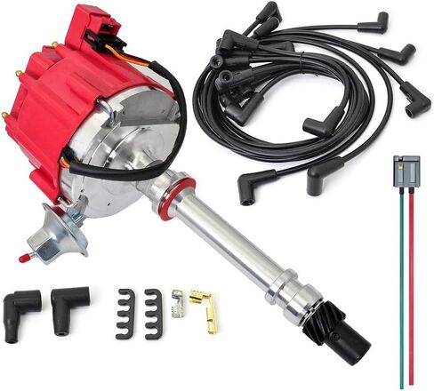 6512r Hei Ignition Distributor + أسلاك قابس حمراء متوافقة مع AMC/Jeep 1967-1990 290 304 360 390 401 in Kuwait