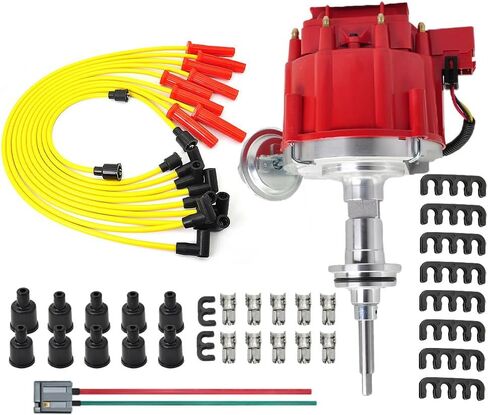 6512r Hei Ignition Distributor + أسلاك قابس حمراء متوافقة مع AMC/Jeep 1967-1990 290 304 360 390 401 in Kuwait