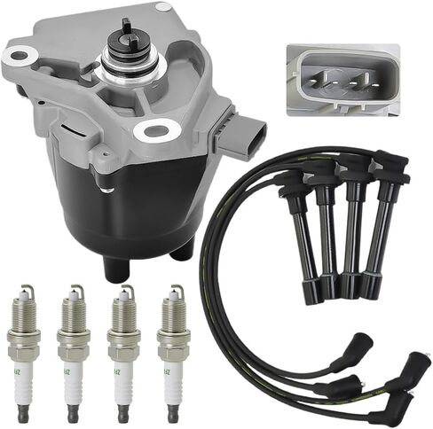 6512r Hei Ignition Distributor + أسلاك قابس حمراء متوافقة مع AMC/Jeep 1967-1990 290 304 360 390 401 in Kuwait