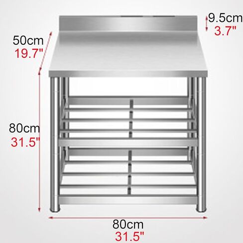 2 Tier Shelving Stainless Steel Workbench Kitchen Work Tables with Double Holes with Backboard Food Prep Table in Saudi Arabia