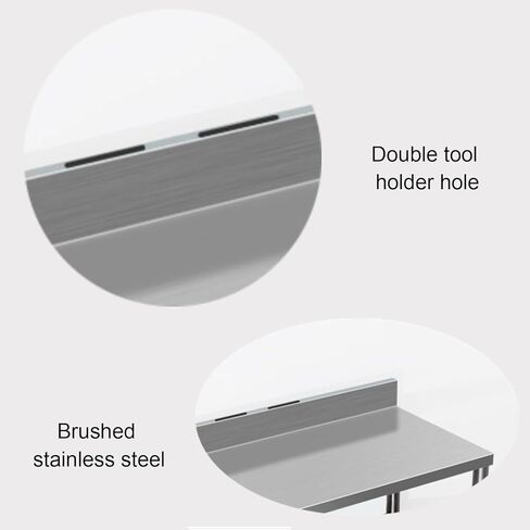 2 Tier Shelving Stainless Steel Workbench Kitchen Work Tables with Double Holes with Backboard Food Prep Table in Saudi Arabia