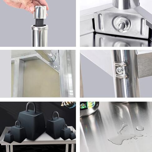 Stainless Steel Work Table with Guardrail 2 Tier Kitchen Industrial Storage Rack Prep Table Adjustable Tiers Adjustable Feet Workbench(100x50x80cm/39.4x19.7x31.5) in Saudi Arabia