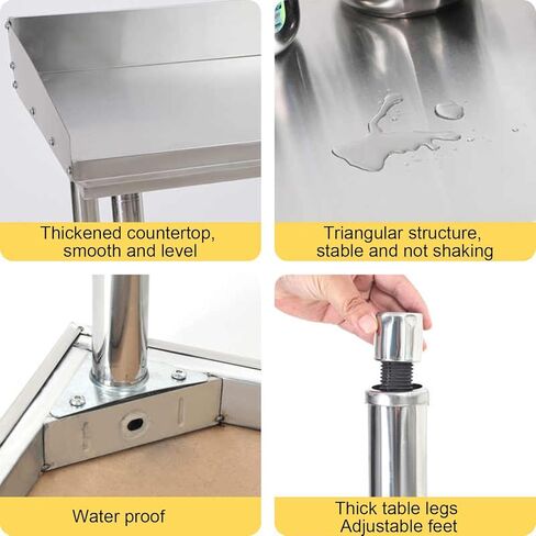 Stainless Steel Work Table with Guardrail 2 Tier Kitchen Industrial Storage Rack Prep Table Adjustable Tiers Adjustable Feet Workbench(100x50x80cm/39.4x19.7x31.5) in Saudi Arabia