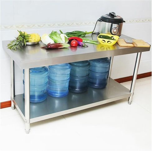 Thickened 304 Stainless Steel Work Table with Adjustable Base Frames Restaurant Kitchen Preparation Table Warehouse Packing Workbench(23.6x23.6x31.5in) in Saudi Arabia