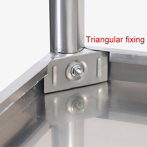2 Tier Restaurant Milk Tea Store Thickened Stainless Steel Work Table The Bottom Triangle Structure Connection Brushed Metal Panel Adjustable Feet(47.2x23.6x31.5in) in Saudi Arabia