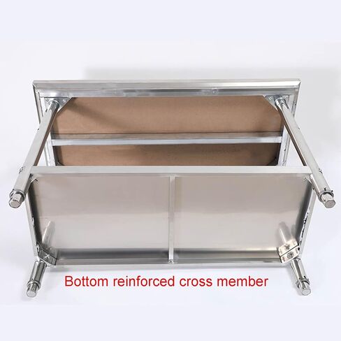 2 Tier Restaurant Milk Tea Store Thickened Stainless Steel Work Table The Bottom Triangle Structure Connection Brushed Metal Panel Adjustable Feet(47.2x23.6x31.5in) in Saudi Arabia