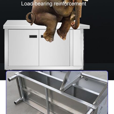 Stainless Steel Kitchen Workbench with Cabinets Freestanding Utility Sink with Storage Cabinets and Adjustable Feet(80x60x80cm/31.5x23.6x31.5) in Saudi Arabia