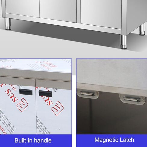 Stainless Steel Kitchen Workbench with Cabinets Freestanding Utility Sink with Storage Cabinets and Adjustable Feet(80x60x80cm/31.5x23.6x31.5) in Saudi Arabia