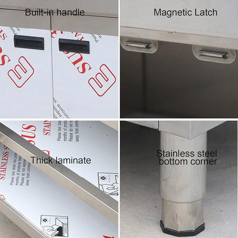 Stainless Steel Kitchen Workbench with Cabinets Freestanding Utility Sink with Storage Cabinets and Adjustable Feet(80x60x80cm/31.5x23.6x31.5) in Saudi Arabia