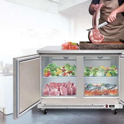Kolice Commercial 72" Under Counter Chef Base Freezer,Refrigerated Worktop Prep Station-110V, ETL certified, -8°F to 32°F,3 Doors, 500 Liters for Restaurants,Canteens,Bars,Schools,Hotels in Kuwait
