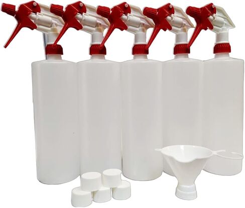 أساسيات الأرض، 32 أوقية. (1000 مل) زجاجات بلاستيكية عالية التحمل قابلة لإعادة التعبئة مع رشاشات وأغطية إغلاق وقمع لولبي - عبوة من 5 قطع in Kuwait