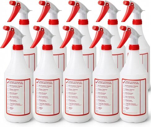 32 oz Spray Bottles (12 Pack) Heavy Duty Refillable Trigger Sprayer, Adjustable Nozzle Mist/Stream, Measurement Markings, Multipurpose Cleaning & Plants in Saudi Arabia