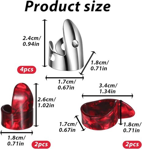8 Pcs Banjo Finger Picks, tainless Steel Banjo Picks Adjustable Finger and Thumb Pick for Guitar Silver, Agate Color in Saudi Arabia