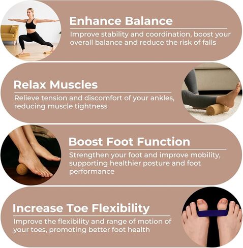 لوح توازن الفلين الفاخر - لوح توازن الكاحل الكبير مقاس 15.7 بوصة مع كرة تدليك الفول السوداني، مدرب التوازن، مقوي القدم لتدليك الجسم بالكامل | ثبات التوازن | تحسين القدرة على الحركة | منع السقوط in Kuwait