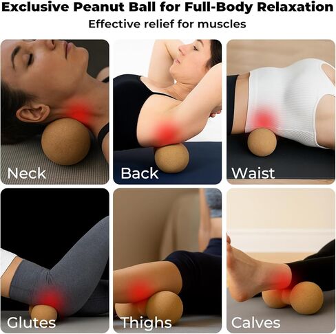 لوح توازن الفلين الفاخر - لوح توازن الكاحل الكبير مقاس 15.7 بوصة مع كرة تدليك الفول السوداني، مدرب التوازن، مقوي القدم لتدليك الجسم بالكامل | ثبات التوازن | تحسين القدرة على الحركة | منع السقوط in Kuwait