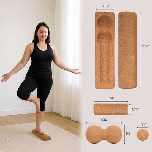 Premium Cork Balance Board - 15.7" Large Ankle Balance Board with Peanut Massage Ball, Balance Trainer, Foot Strengthener for Full Body Massage | Balance Stability | Improve Mobility | Prevent Falls in Saudi Arabia