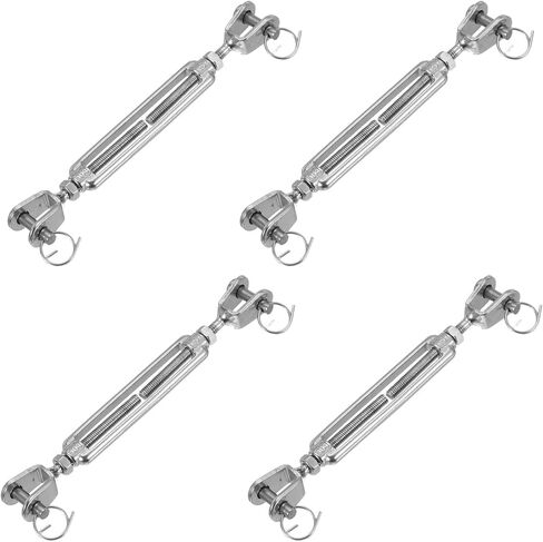 uxcell 2pcs M5(3/16") Jaw and Jaw Turnbuckles Wire Rope Tension, 304 Stainless Steel Turnbuckle Adjustable Cable Tensioner for Shade Sail, Clothesline, 660 lbs Working Load Limit in Saudi Arabia