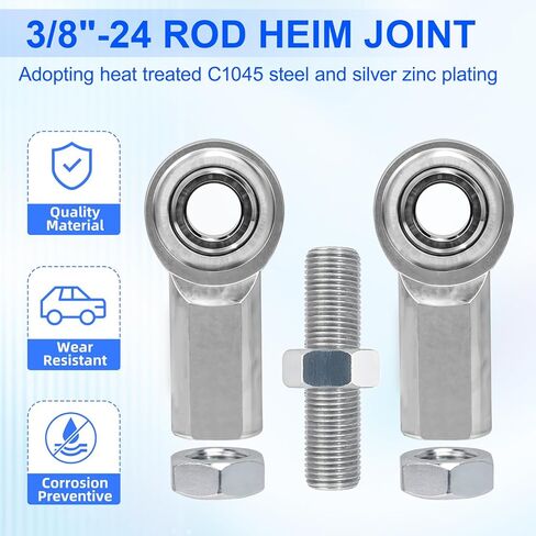 Adjustable 3/8"- 24 Thread Turnbuckle with a 3/8" Bore, Stainless Female Rod End Bearing with Jam Nuts,Rod End, Heim Joints for Sway Bar Bushings and Engine Mounts in Saudi Arabia