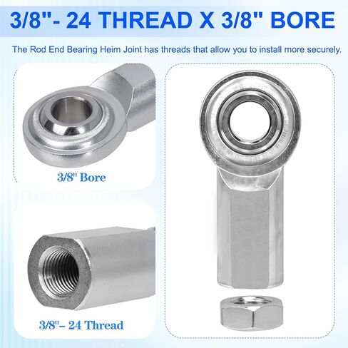 Adjustable 3/8"- 24 Thread Turnbuckle with a 3/8" Bore, Stainless Female Rod End Bearing with Jam Nuts,Rod End, Heim Joints for Sway Bar Bushings and Engine Mounts in Saudi Arabia