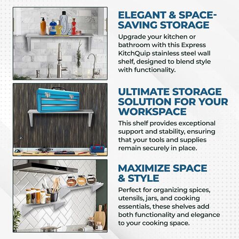 رف جداري أنبوبي تجاري من الفولاذ المقاوم للصدأ مقاس 18 بوصة × 72 بوصة - شديد التحمل | رف تخزين المطبخ المعتمد من NSF in Kuwait