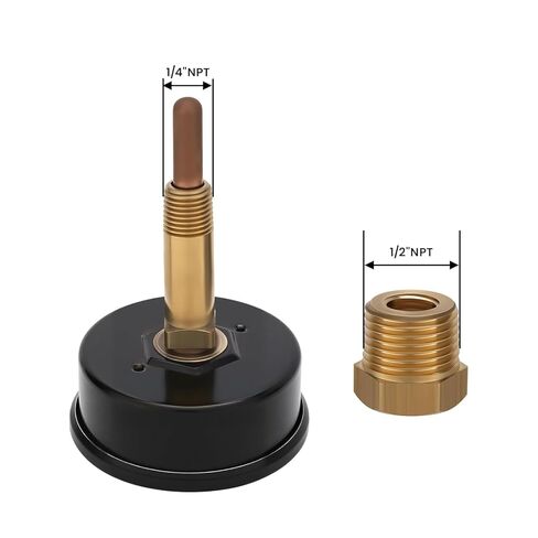 مجموعة قياس غلاية Tridicator التجارية من MEASUREMAN، قرص 2.5 بوصة، 0-75 رطل لكل بوصة مربعة (قدم H₂O) و70-320 درجة فهرنهايت، حامل خلفي 1/4 بوصة NPT مع محول NPT 1/2 بوصة وحلقة دائرية (جذع 2.95 بوصة) in Saudi Arabia