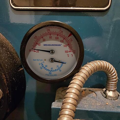 مجموعة قياس غلاية Tridicator التجارية من MEASUREMAN، قرص 2.5 بوصة، 0-75 رطل لكل بوصة مربعة (قدم H₂O) و70-320 درجة فهرنهايت، حامل خلفي 1/4 بوصة NPT مع محول NPT 1/2 بوصة وحلقة دائرية (جذع 2.95 بوصة) in Saudi Arabia
