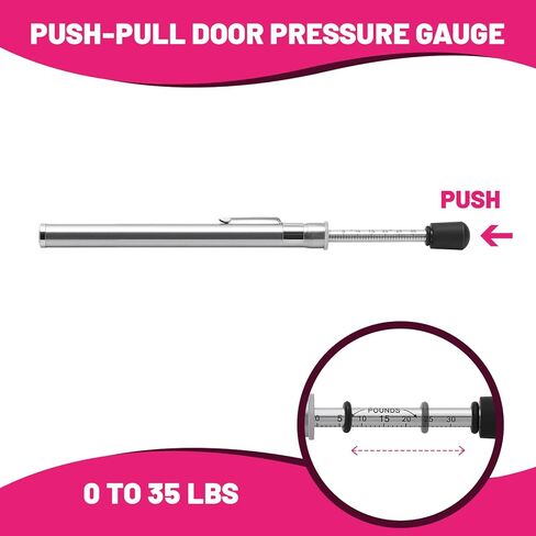 Door Pressure Gauge, 0-35LBS/16KG, ADA & Fire Code Compliant, Stainless Steel Body with Zinc-Plated Scale, 5% Accuracy in Kuwait