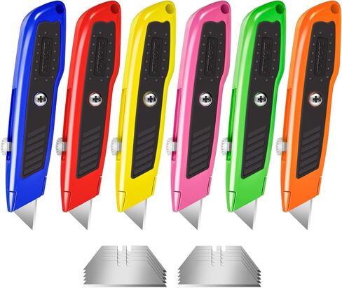 قطاعة علب، قطعتان من سكين الوردي، سكين حلاقة متين، فتاحة صندوق مع 10 شفرات SK5، سكين دقيق، قاطع كرتون، قطاعة صندوق قابلة للسحب، فتاحة عبوات مثالية للمنزل والمكتب in Kuwait