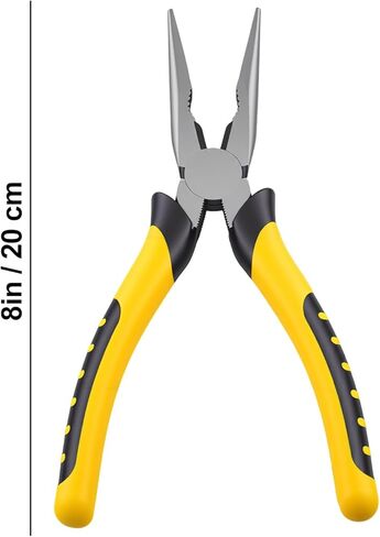 8-Inch Premium Needle-Nose Pliers, Wiojided High-Carbon Steel Precision Long Nose Pliers with Wire Cutter, Anti-Slip Soft Grip, Paper Clamp Design for Home, Jewelry, Crafts, Fishing, Narrow Spaces in Saudi Arabia