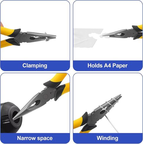 8-Inch Premium Needle-Nose Pliers, Wiojided High-Carbon Steel Precision Long Nose Pliers with Wire Cutter, Anti-Slip Soft Grip, Paper Clamp Design for Home, Jewelry, Crafts, Fishing, Narrow Spaces in Saudi Arabia