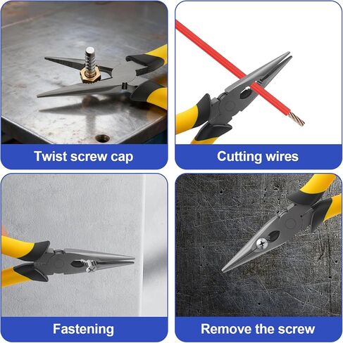8-Inch Premium Needle-Nose Pliers, Wiojided High-Carbon Steel Precision Long Nose Pliers with Wire Cutter, Anti-Slip Soft Grip, Paper Clamp Design for Home, Jewelry, Crafts, Fishing, Narrow Spaces in Saudi Arabia