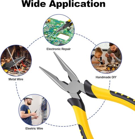 8-Inch Premium Needle-Nose Pliers, Wiojided High-Carbon Steel Precision Long Nose Pliers with Wire Cutter, Anti-Slip Soft Grip, Paper Clamp Design for Home, Jewelry, Crafts, Fishing, Narrow Spaces in Saudi Arabia