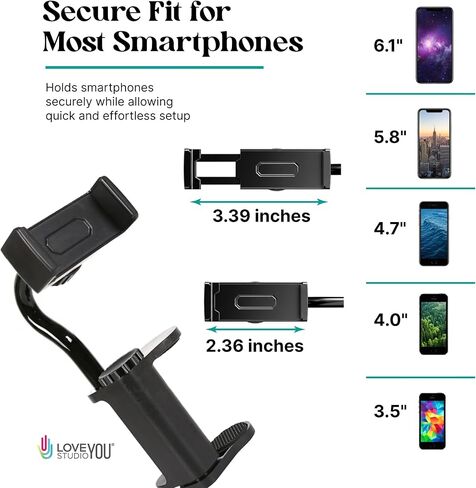 حامل هاتف جيتار - قابل للتعديل 360 درجة قابل للدوران للهاتف الذكي، جيتار كهربائي، قيثارة قيثارة - مشبك حافة الجسم، حامل كاميرا هاتف ملولب لتسجيل الفيديو والبث المباشر in Kuwait