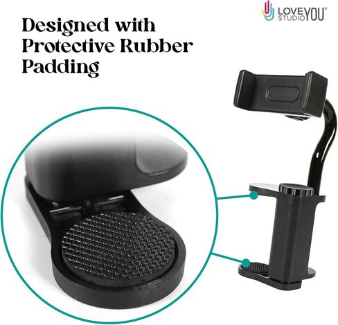 حامل هاتف جيتار - قابل للتعديل 360 درجة قابل للدوران للهاتف الذكي، جيتار كهربائي، قيثارة قيثارة - مشبك حافة الجسم، حامل كاميرا هاتف ملولب لتسجيل الفيديو والبث المباشر in Kuwait