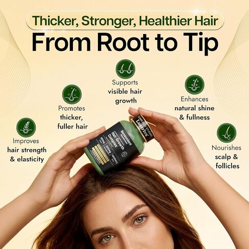 Benevolent Lustriva Hair Growth Supplement – Advanced Hair Vitamins with Keratin & Biotin for Thicker-Looking, Stronger Strands, Support for Stress-Related Thinning in Women & Men, USA-Made, 90 ct in Kuwait
