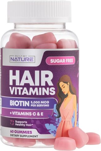 Built by Nature Hair Skin and Nails Vitamins – Hair Skin and Nails Gummies for Women, Hair Growth Gummies with Biotin for Hair, Skin & Nail Support, Skin Vitamins & Hair Nail Supplement – 60 Gummies in Saudi Arabia