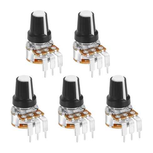 MECCANIXITY 5Pcs 100K Ohm Rotary Potentiometer, WH148 3 Pin Single Turn Linear Taper Variable Resistor Potentiometers with Switch for Inverter Speed Regulation, Black White in Saudi Arabia