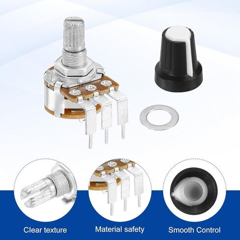 MECCANIXITY 5Pcs 100K Ohm Rotary Potentiometer, WH148 3 Pin Single Turn Linear Taper Variable Resistor Potentiometers with Switch for Inverter Speed Regulation, Black White in Saudi Arabia