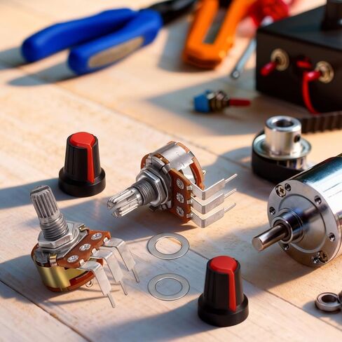 MECCANIXITY 5Pcs 100K Ohm Rotary Potentiometer, WH148 3 Pin Single Turn Linear Taper Variable Resistor Potentiometers with Switch for Inverter Speed Regulation, Black White in Saudi Arabia