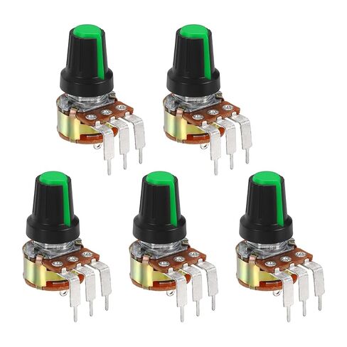 MECCANIXITY 5Pcs 100K Ohm Rotary Potentiometer, WH148 3 Pin Single Turn Linear Taper Variable Resistor Potentiometers with Switch for Inverter Speed Regulation, Black White in Kuwait
